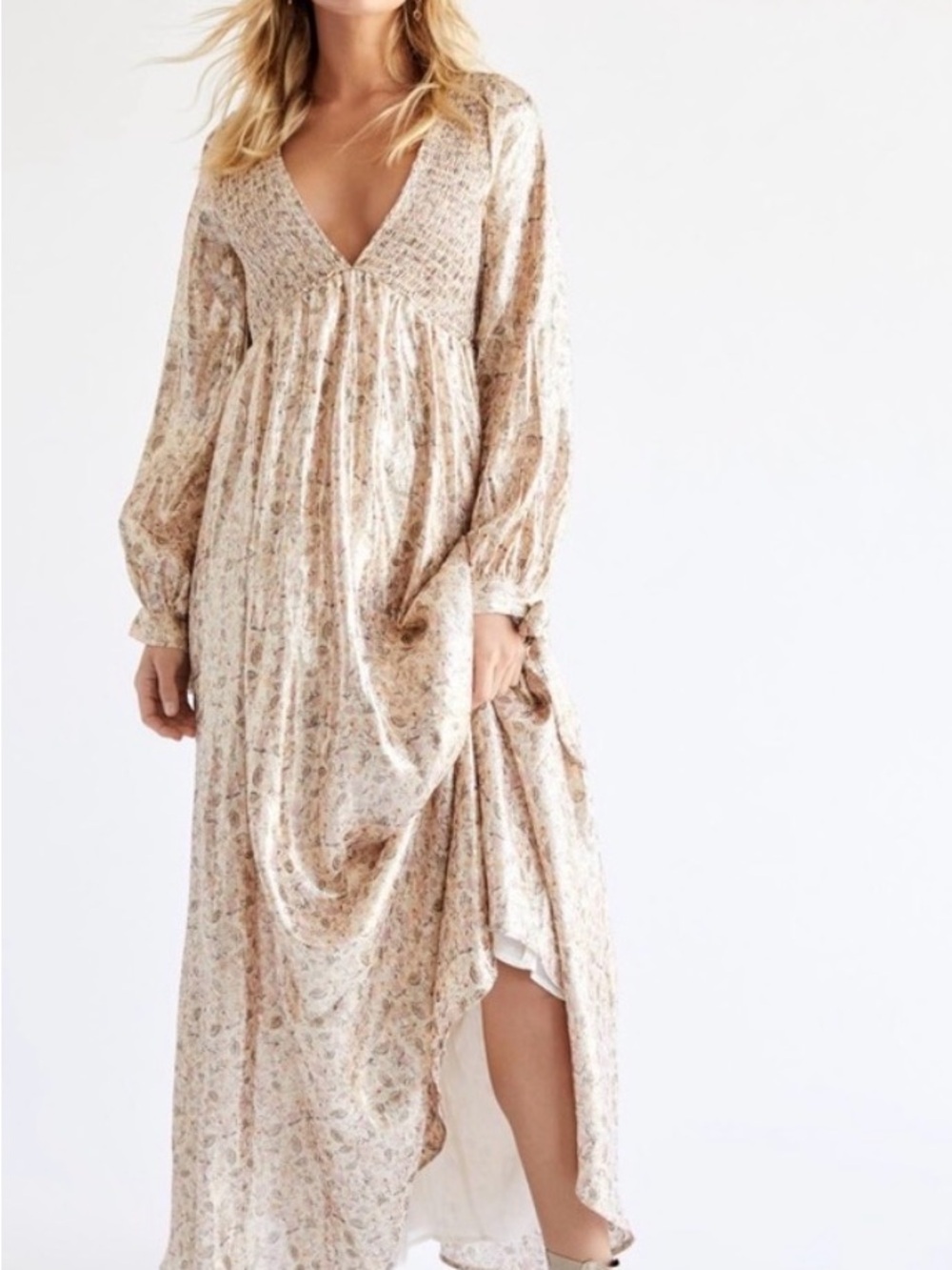 Free People Boho Maxi Dress - Cream Floral